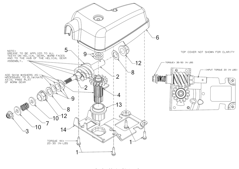 Chute Gearbox Assembly Diagram and Parts List for 2X26-INCHHP (31AM5CVS710)(2017) Cub Cadet Snow Blower